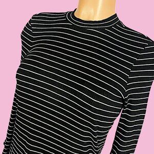 AMUSE SOCIETY Striped Mini Dress – Black & White Stripes (Size S)